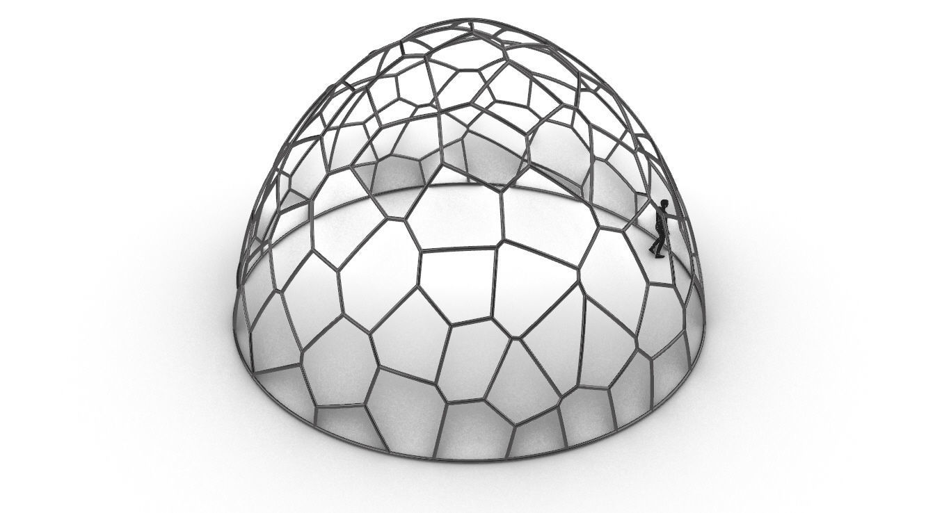 Voronoi Dome structure Geodoesic Like Wireframe 3D model_57