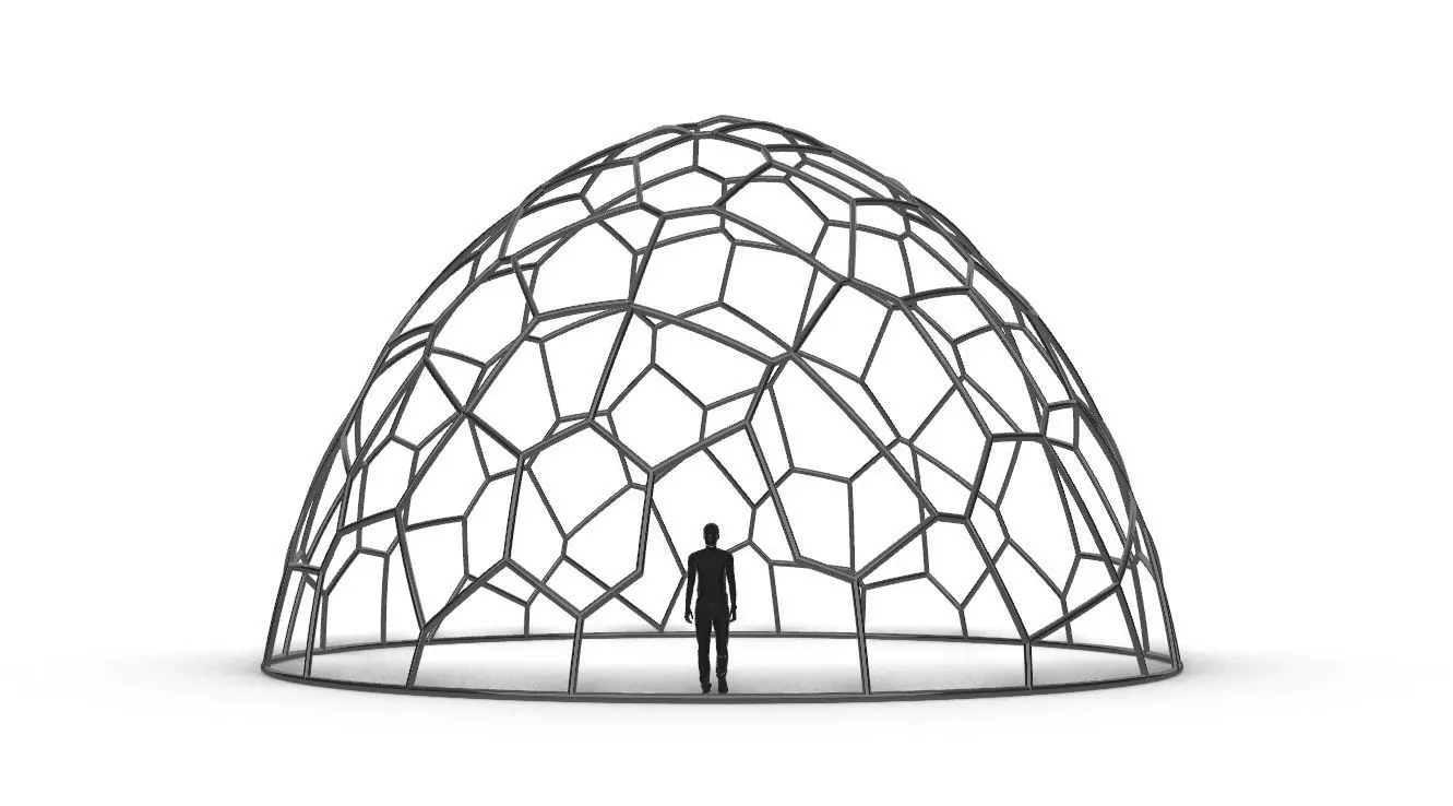 Voronoi Dome structure Geodoesic Like Wireframe 3D model_0