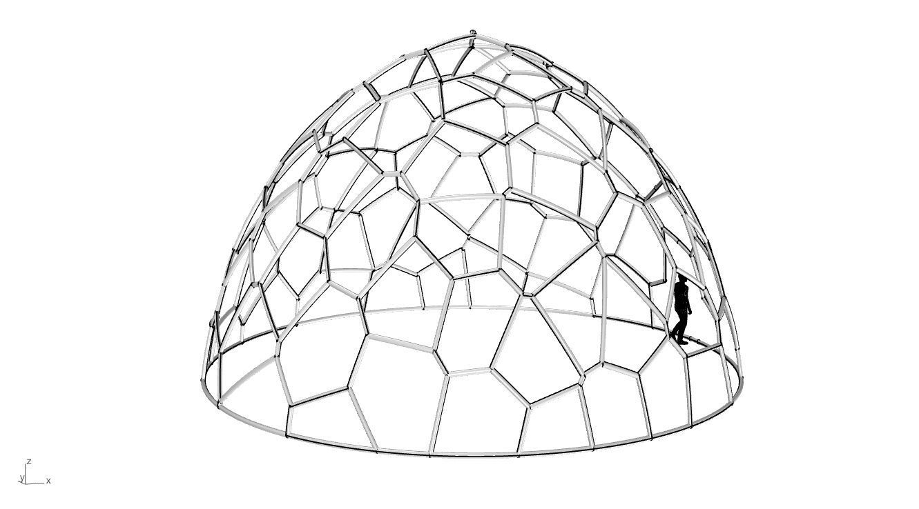 Voronoi Dome structure Geodoesic Like Wireframe 3D model_64
