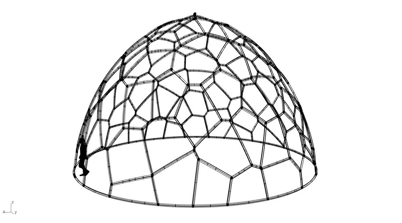 Voronoi Dome structure Geodoesic Like Wireframe 3D model_116