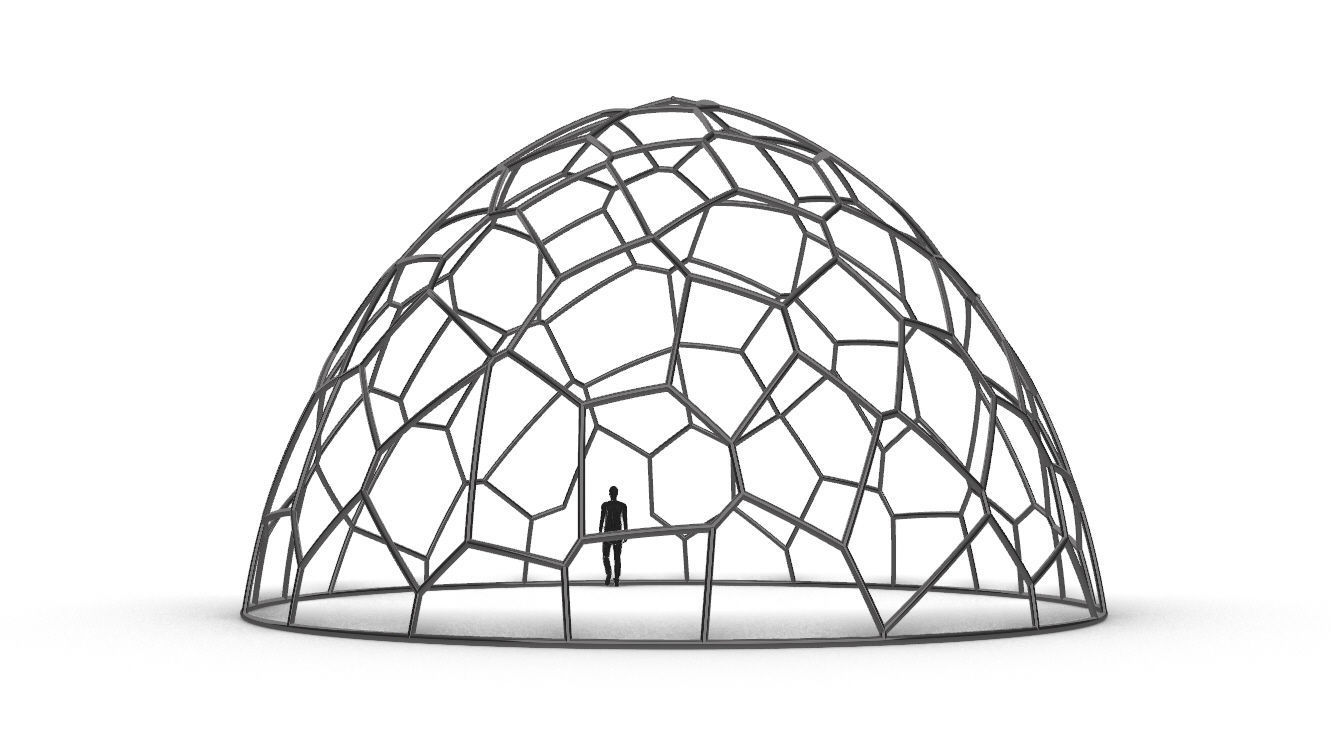 Voronoi Dome structure Geodoesic Like Wireframe 3D model_13