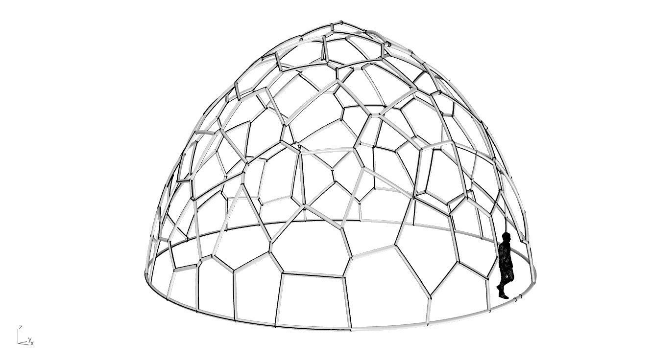 Voronoi Dome structure Geodoesic Like Wireframe 3D model_80