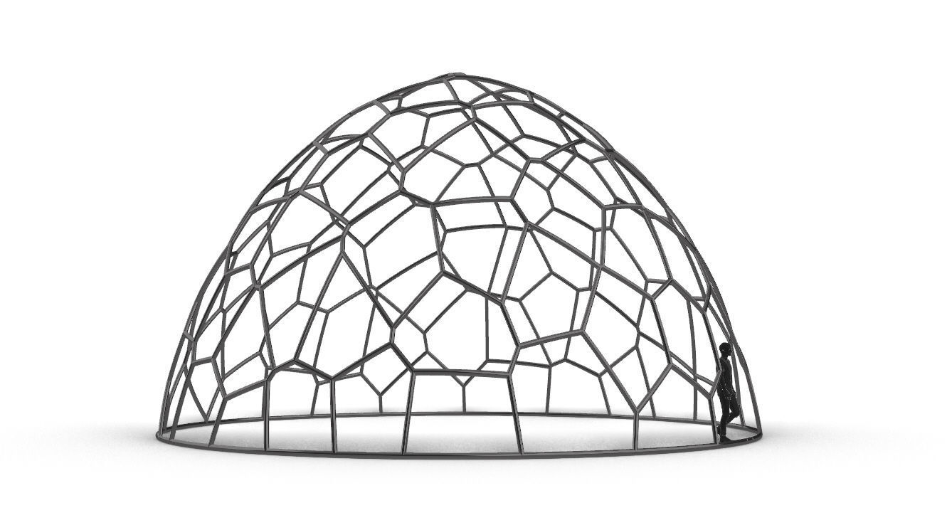 Voronoi Dome structure Geodoesic Like Wireframe 3D model_24