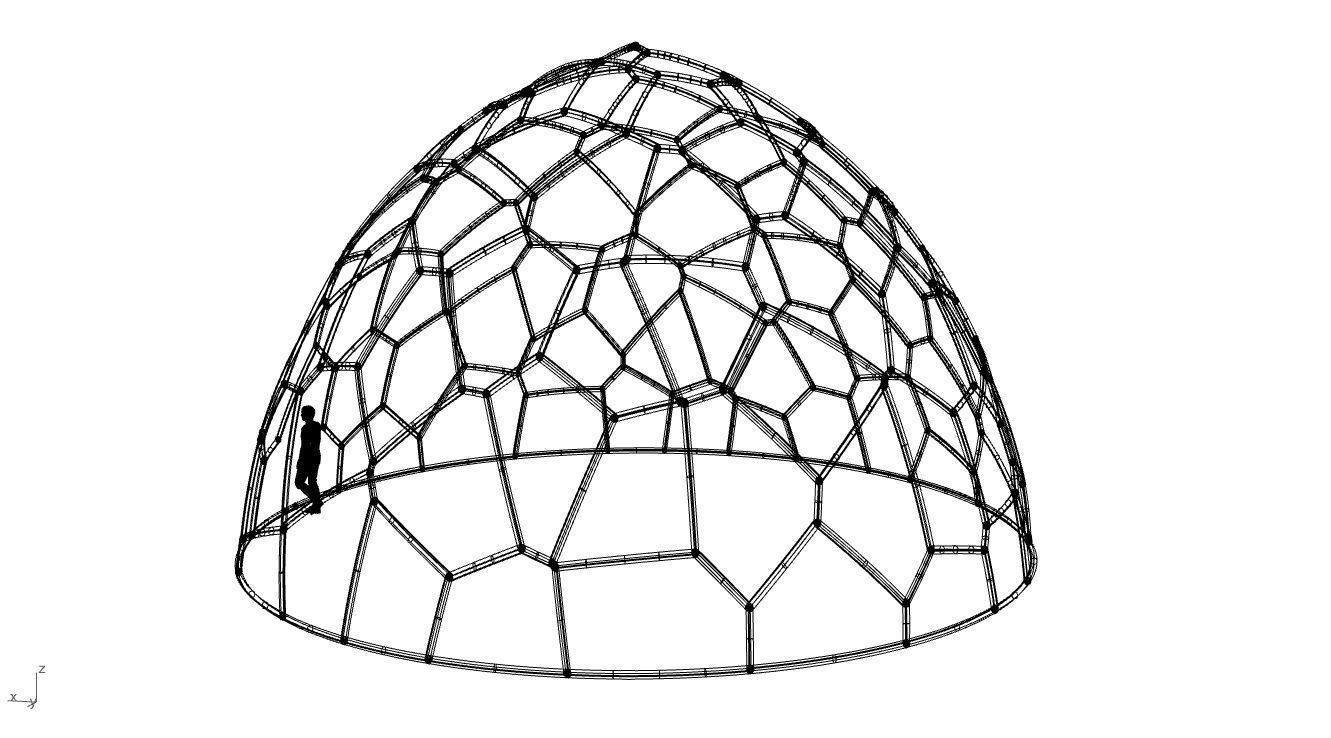 Voronoi Dome structure Geodoesic Like Wireframe 3D model_110