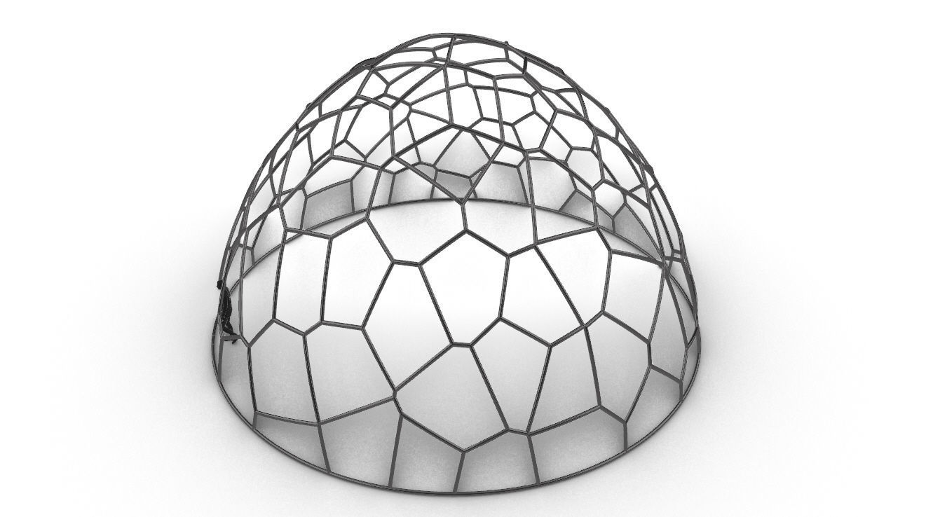 Voronoi Dome structure Geodoesic Like Wireframe 3D model_32
