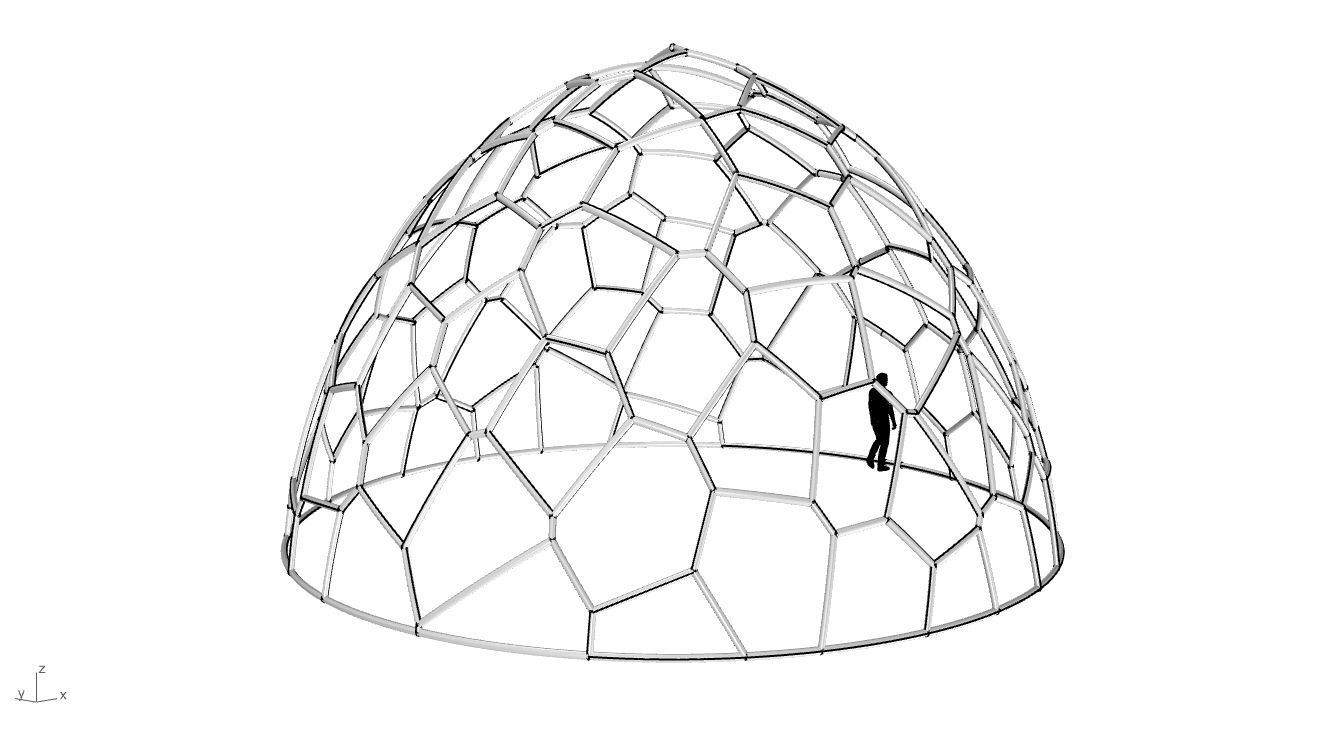 Voronoi Dome structure Geodoesic Like Wireframe 3D model_71