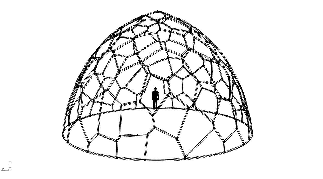 Voronoi Dome structure Geodoesic Like Wireframe 3D model_105