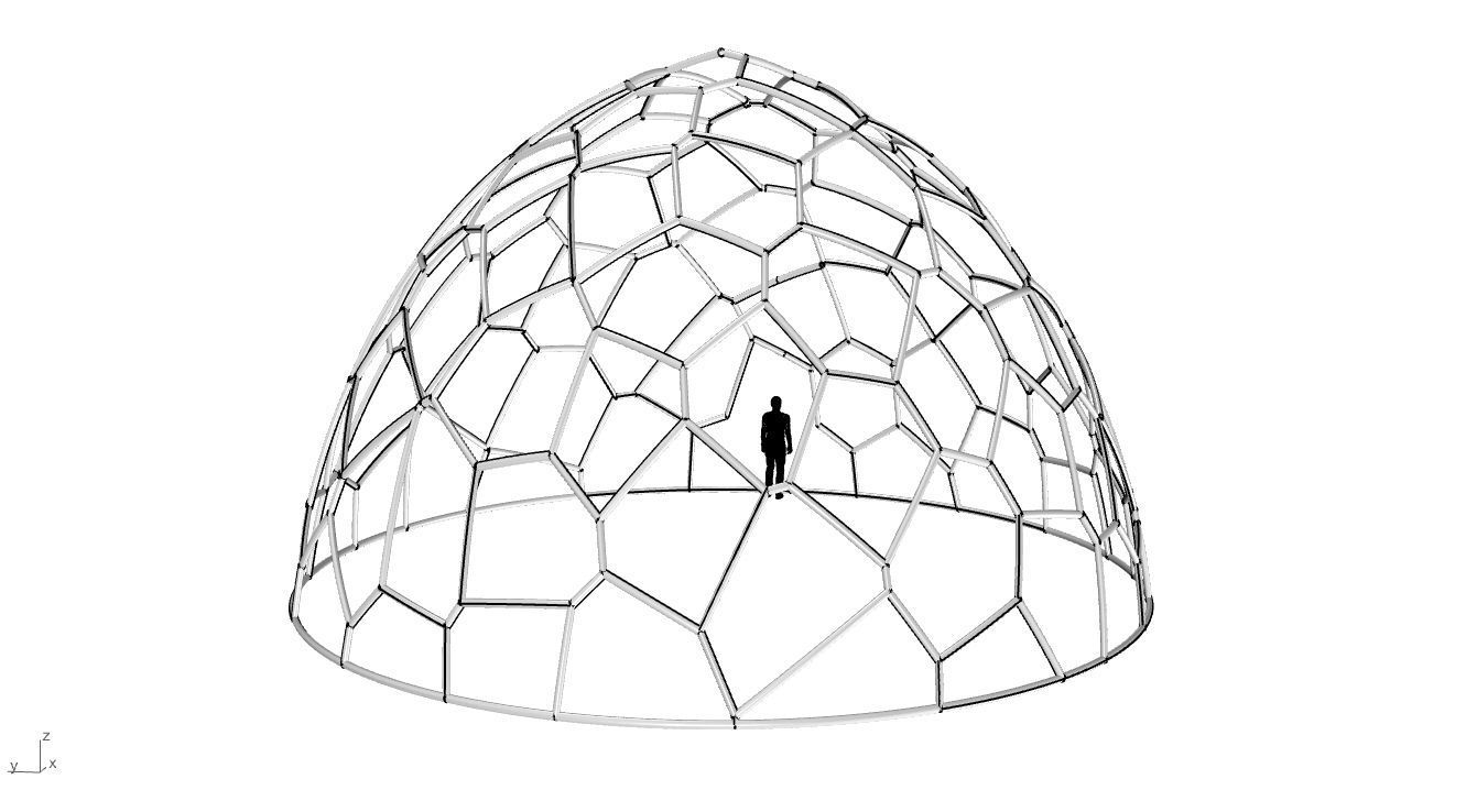 Voronoi Dome structure Geodoesic Like Wireframe 3D model_77