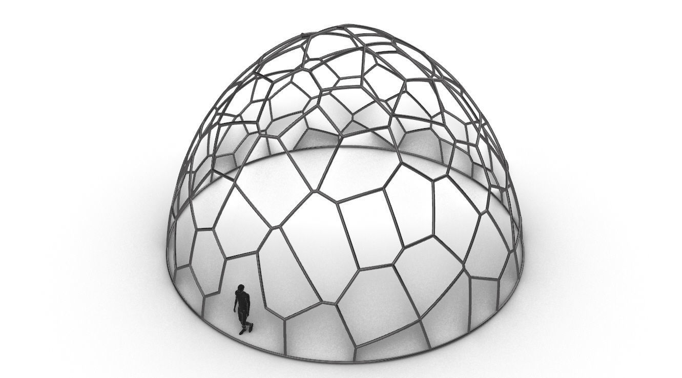 Voronoi Dome structure Geodoesic Like Wireframe 3D model_30