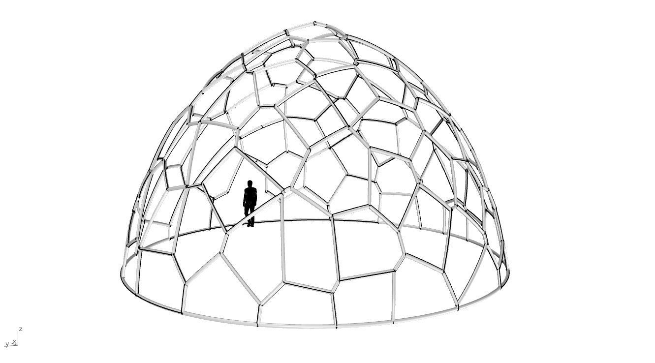 Voronoi Dome structure Geodoesic Like Wireframe 3D model_68