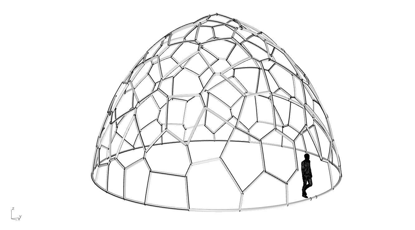 Voronoi Dome structure Geodoesic Like Wireframe 3D model_65