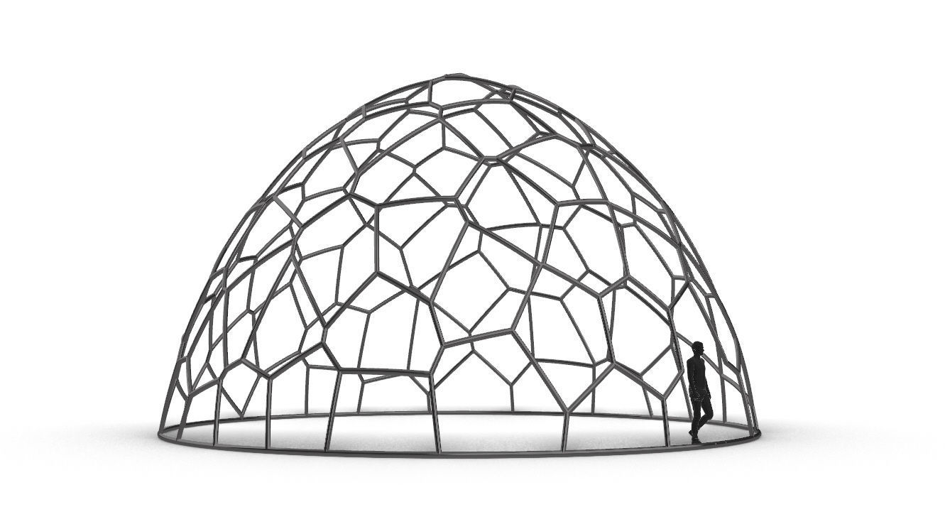 Voronoi Dome structure Geodoesic Like Wireframe 3D model_25