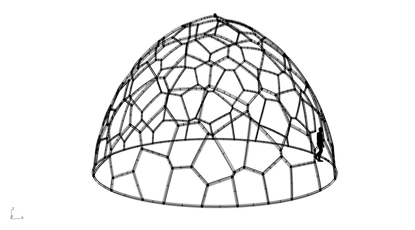 Voronoi Dome structure Geodoesic Like Wireframe 3D model_103