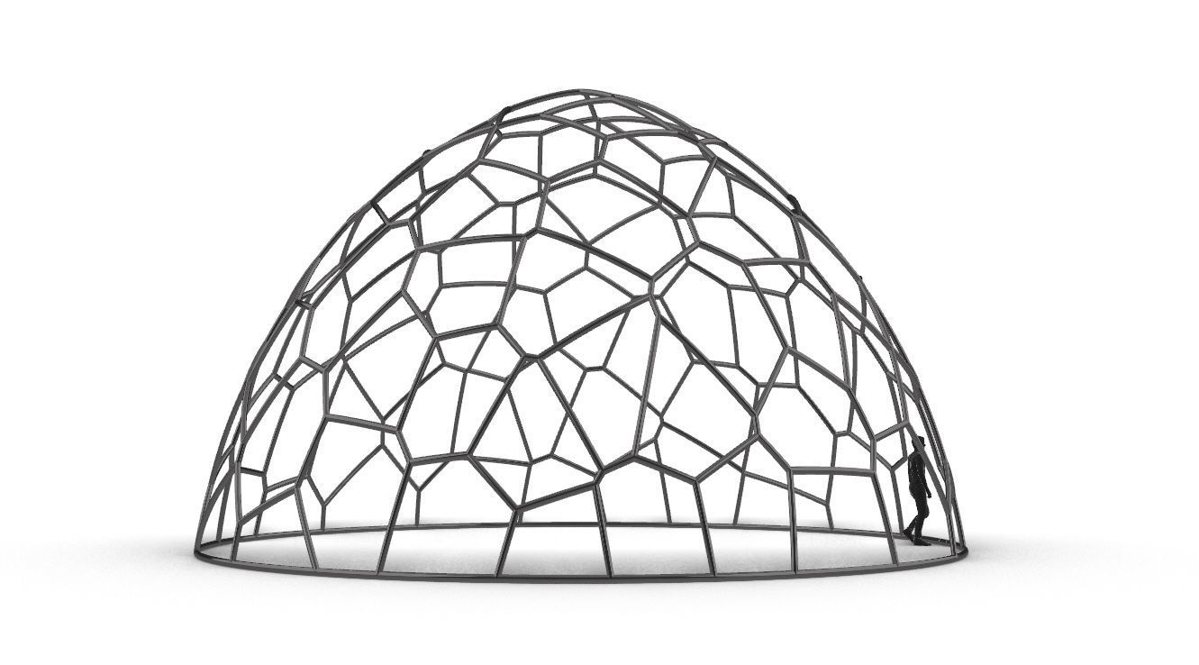Voronoi Dome structure Geodoesic Like Wireframe 3D model_21