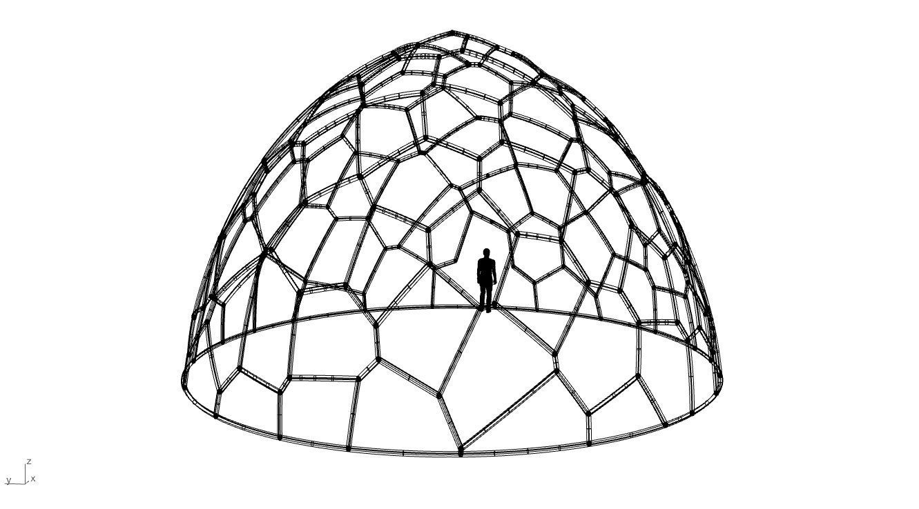Voronoi Dome structure Geodoesic Like Wireframe 3D model_92