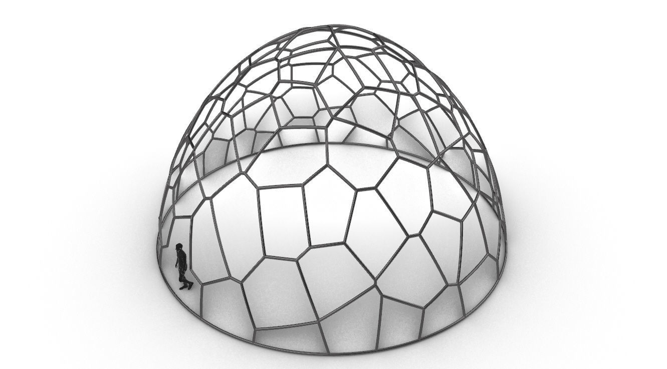 Voronoi Dome structure Geodoesic Like Wireframe 3D model_31