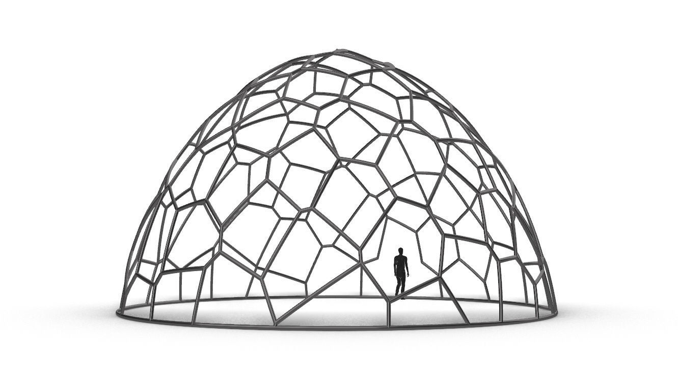 Voronoi Dome structure Geodoesic Like Wireframe 3D model_16