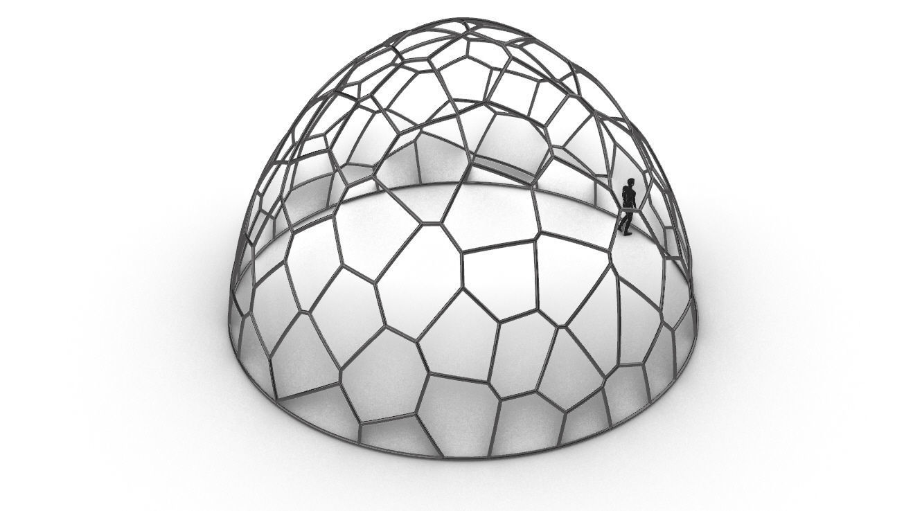 Voronoi Dome structure Geodoesic Like Wireframe 3D model_55