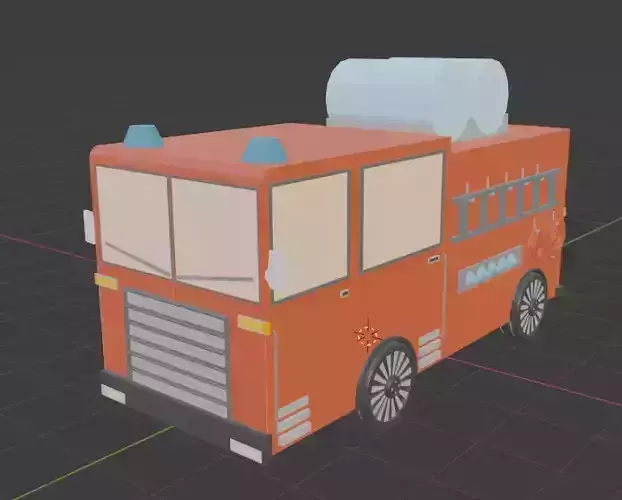 low poly fire truck model 