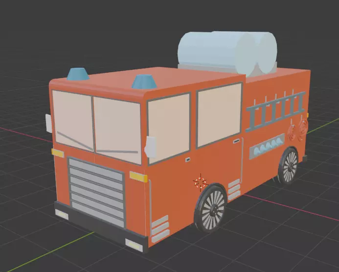 low poly fire truck model Free low-poly 3D model