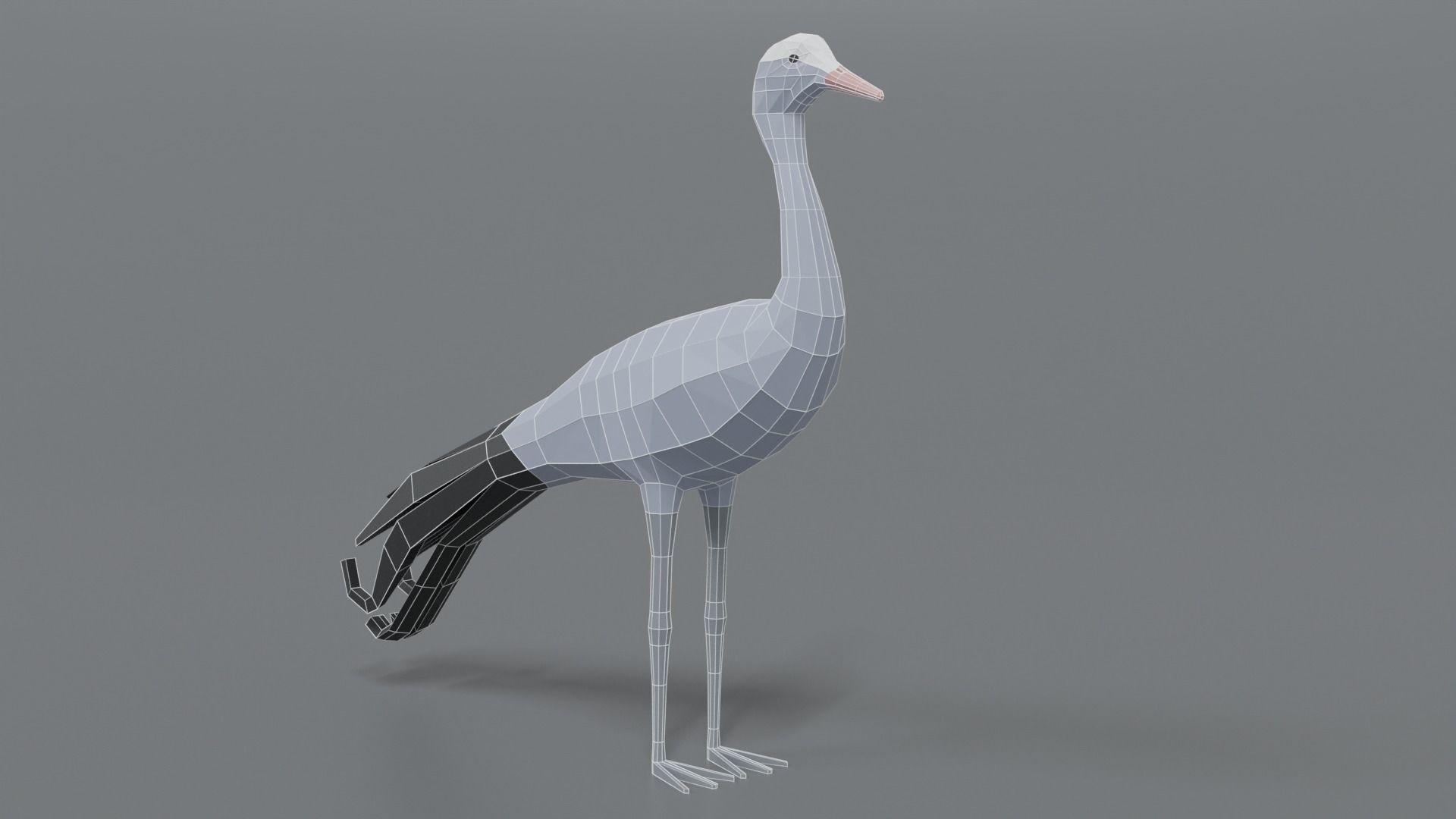 Low Poly Cartoon Blue Crane Low-poly 3D model_15