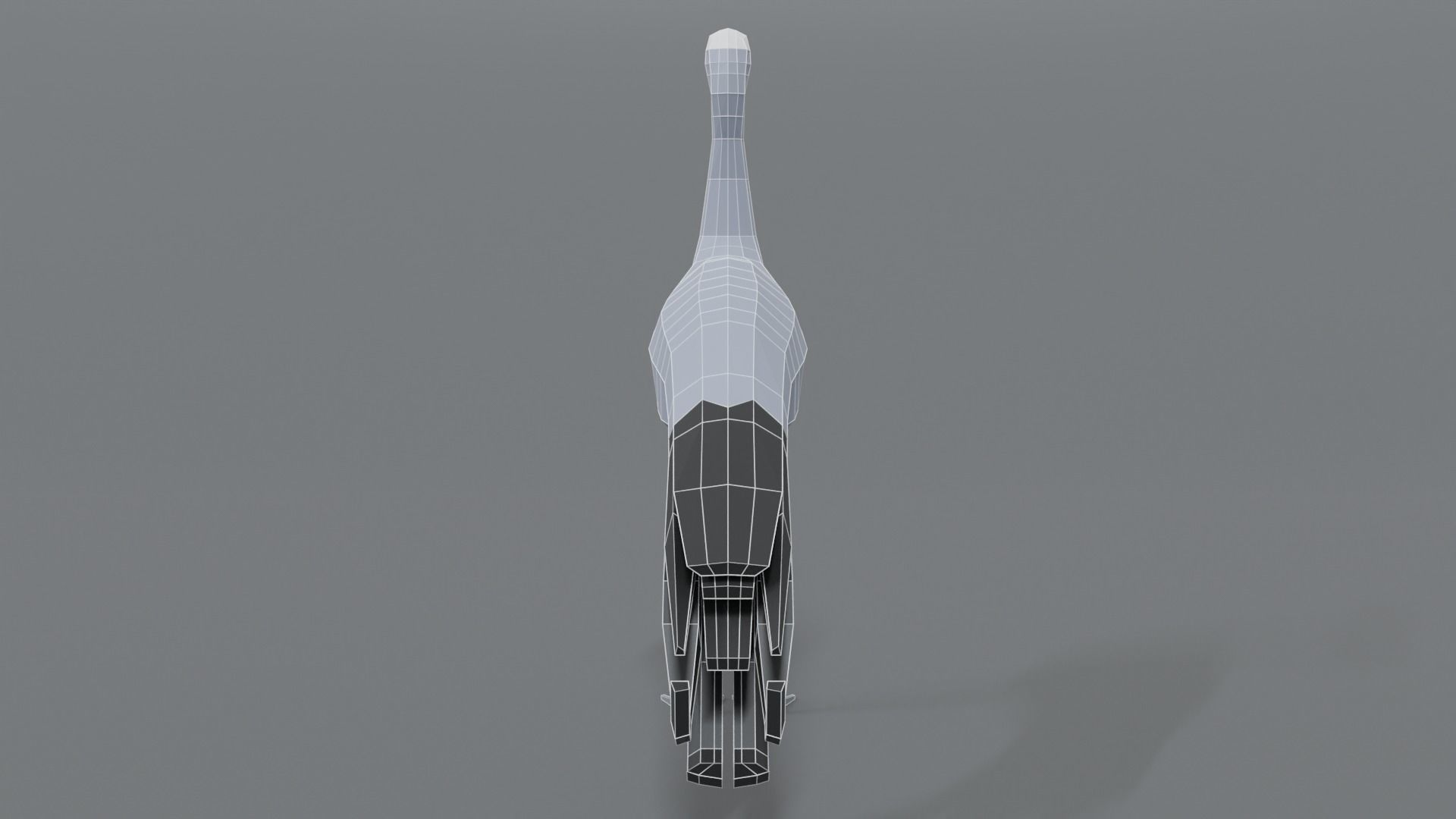 Low Poly Cartoon Blue Crane Low-poly 3D model_12