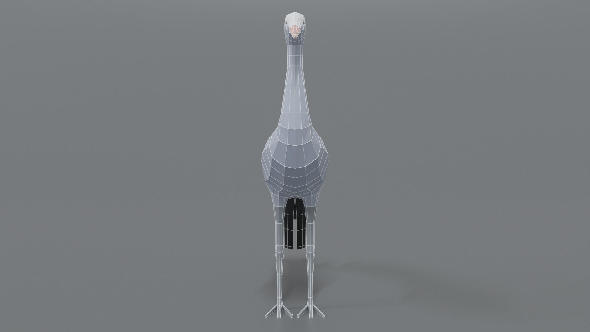 Low Poly Cartoon Blue Crane Low-poly 3D model_16