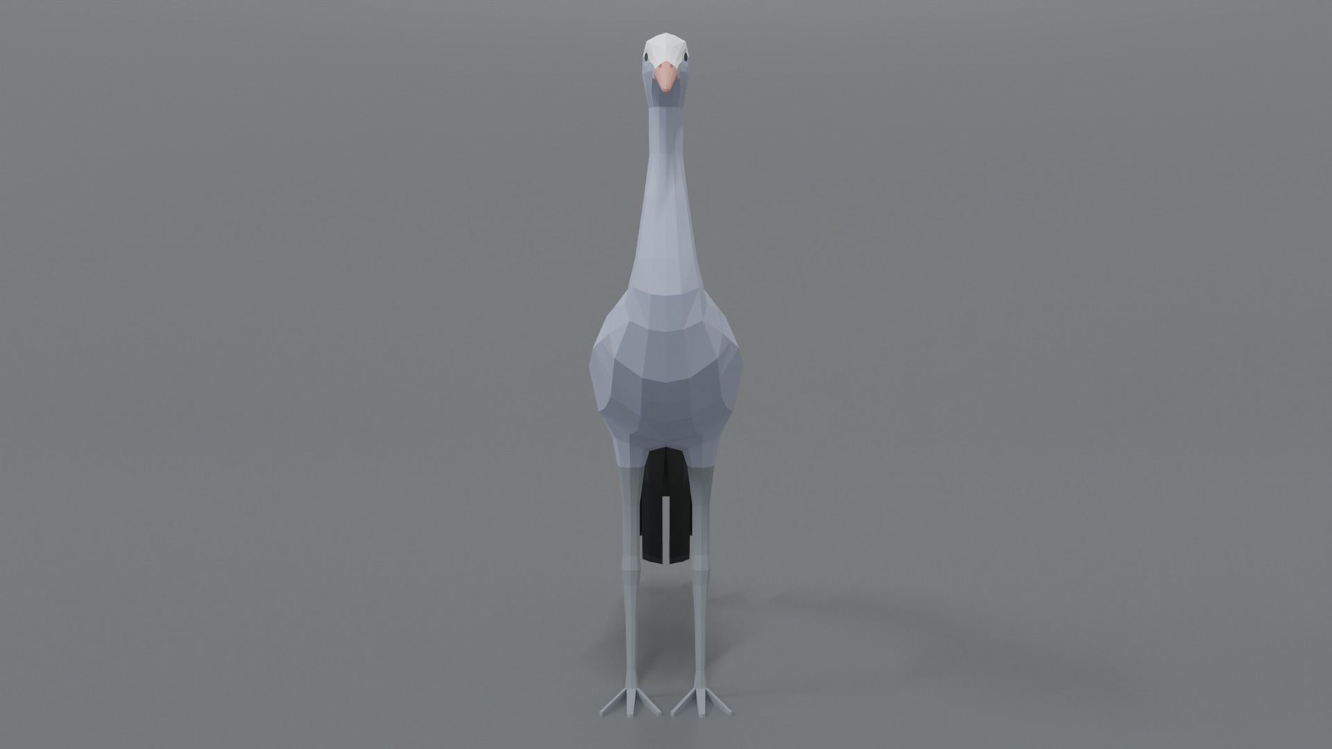 Low Poly Cartoon Blue Crane Low-poly 3D model_7