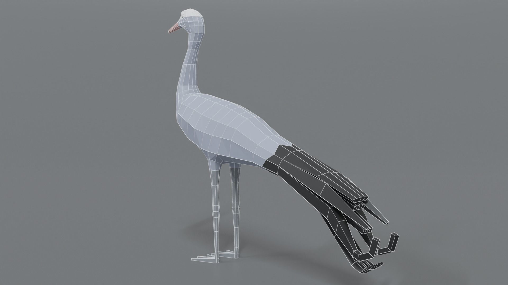 Low Poly Cartoon Blue Crane Low-poly 3D model_11