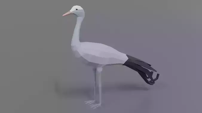Low Poly Cartoon Blue Crane