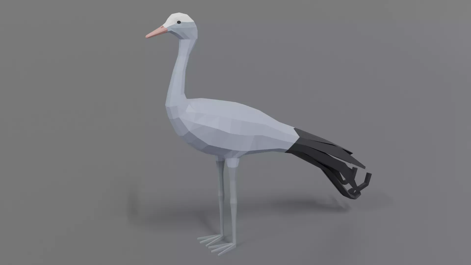 Low Poly Cartoon Blue Crane Low-poly 3D model_0