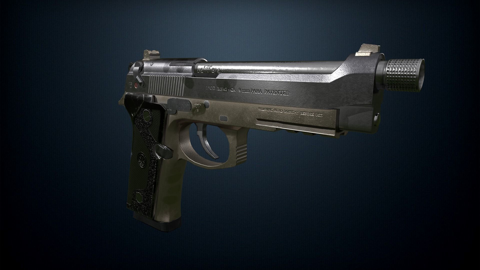 Pistol Beretta M9 Low-poly 3D model_0