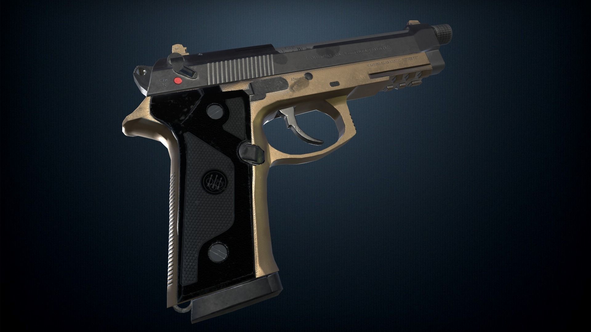 Pistol Beretta M9 Low-poly 3D model_2