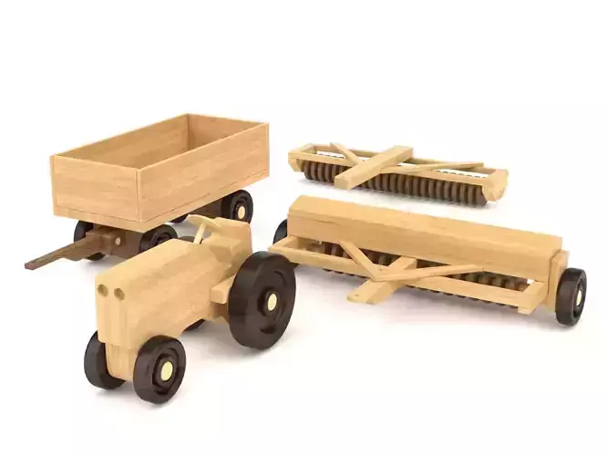 Wooden toy tractor 07