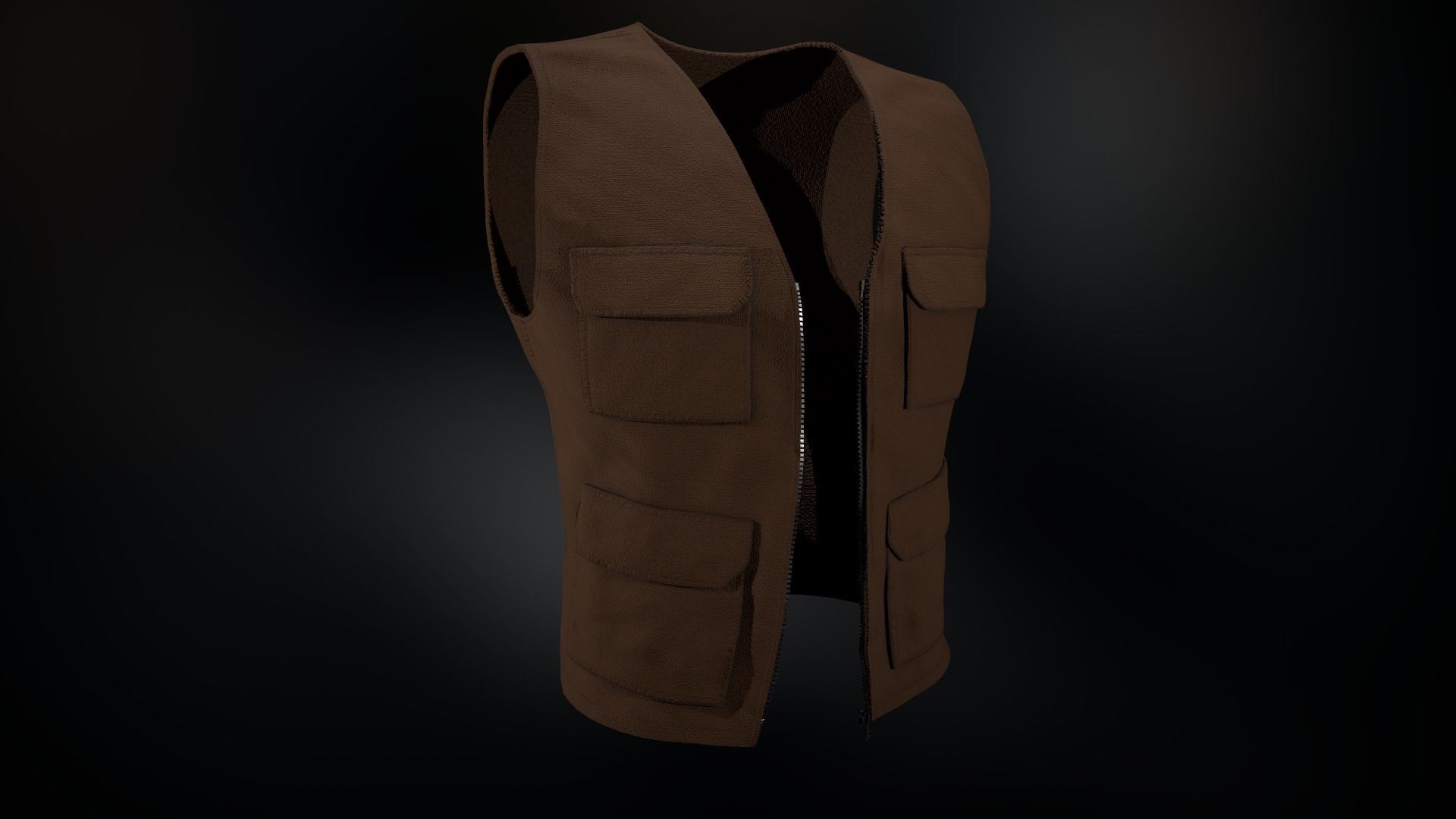Brown Vest Low-poly 3D model_1