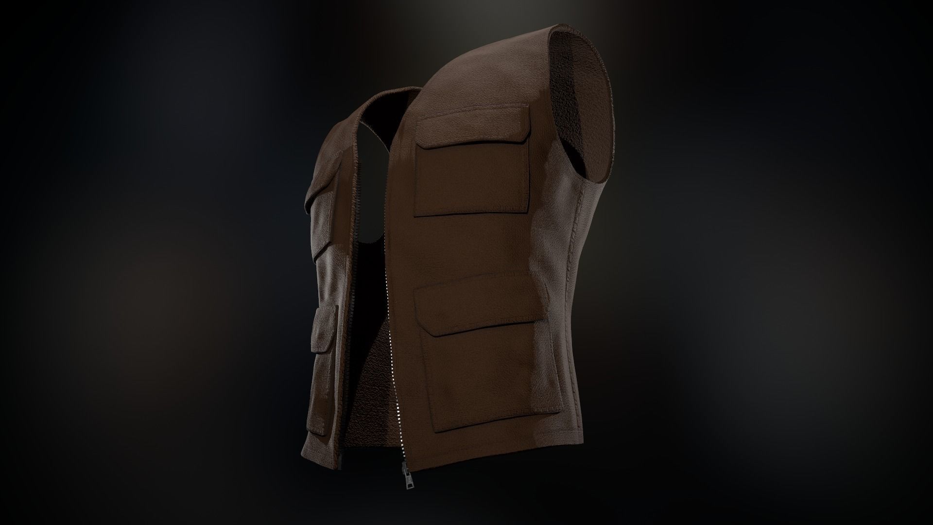 Brown Vest Low-poly 3D model_9