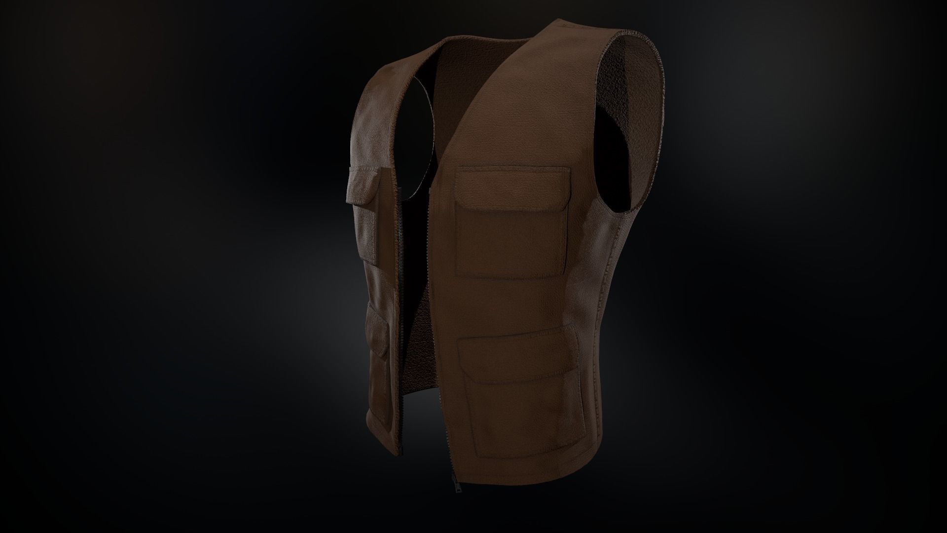 Brown Vest Low-poly 3D model_2