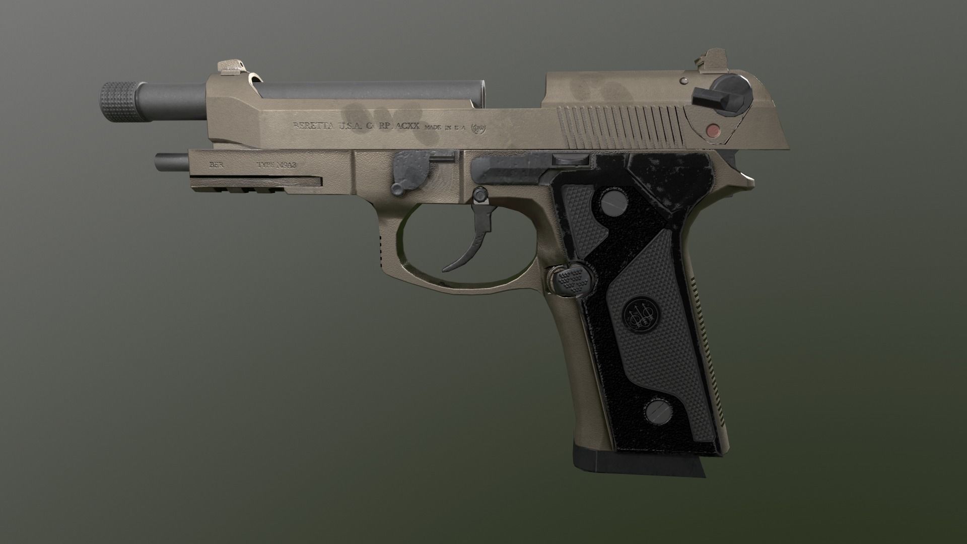 The Pistol Beretta M9 Sand Low-poly 3D model_2