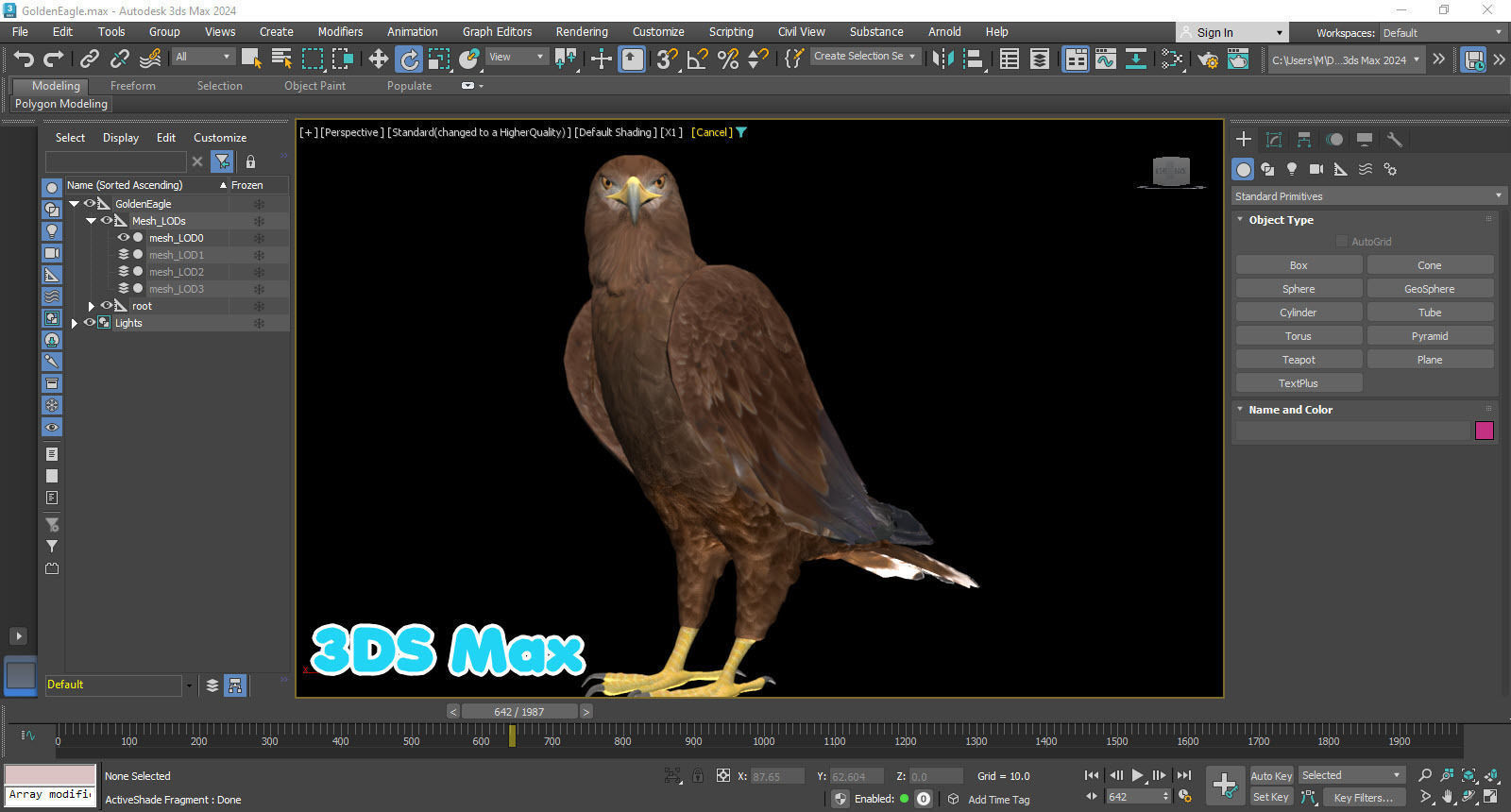 Realistic Animated Golden Eagle Low-poly 3D model_9