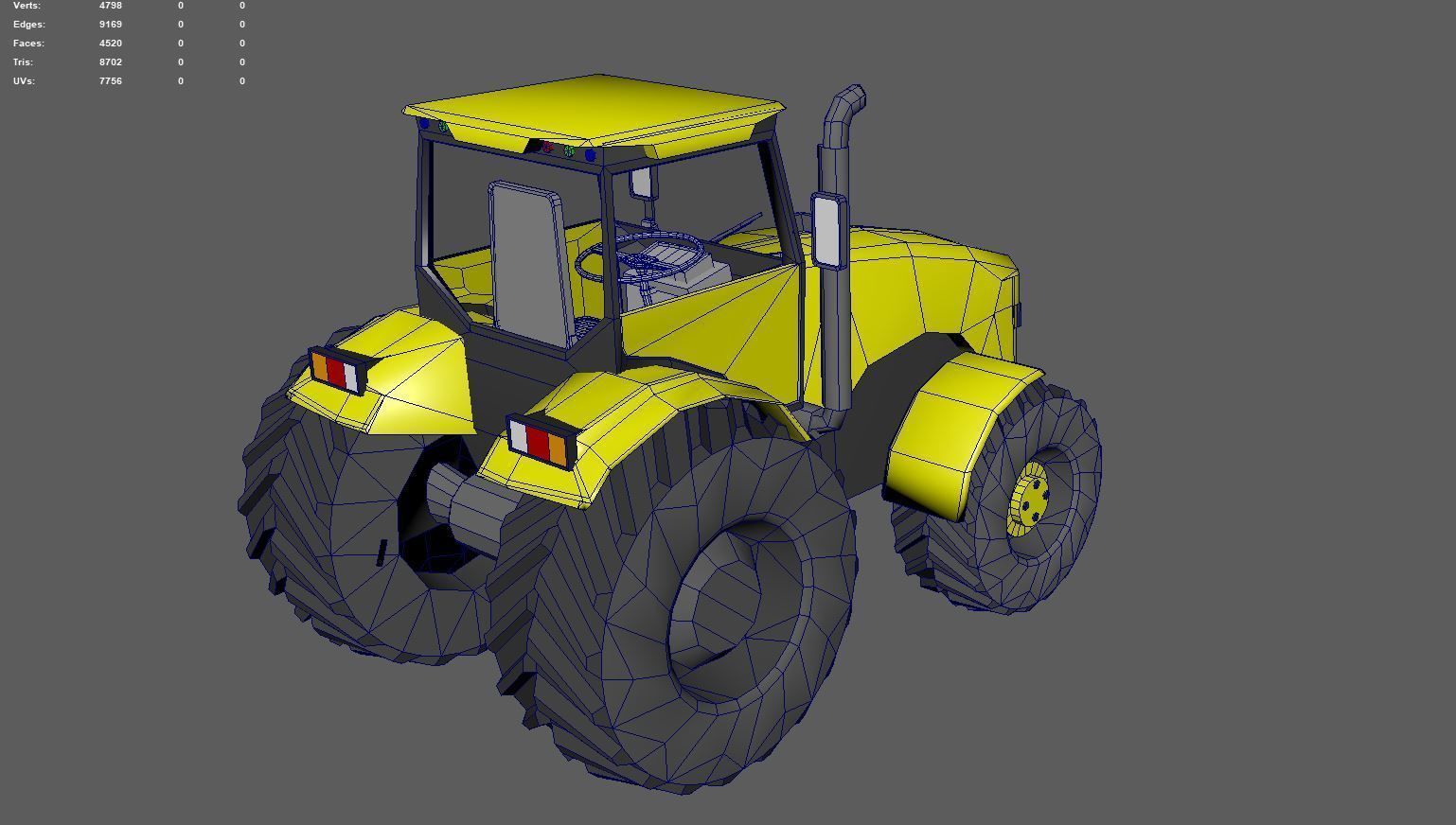 tractor  ready for game Low-poly 3D model_2
