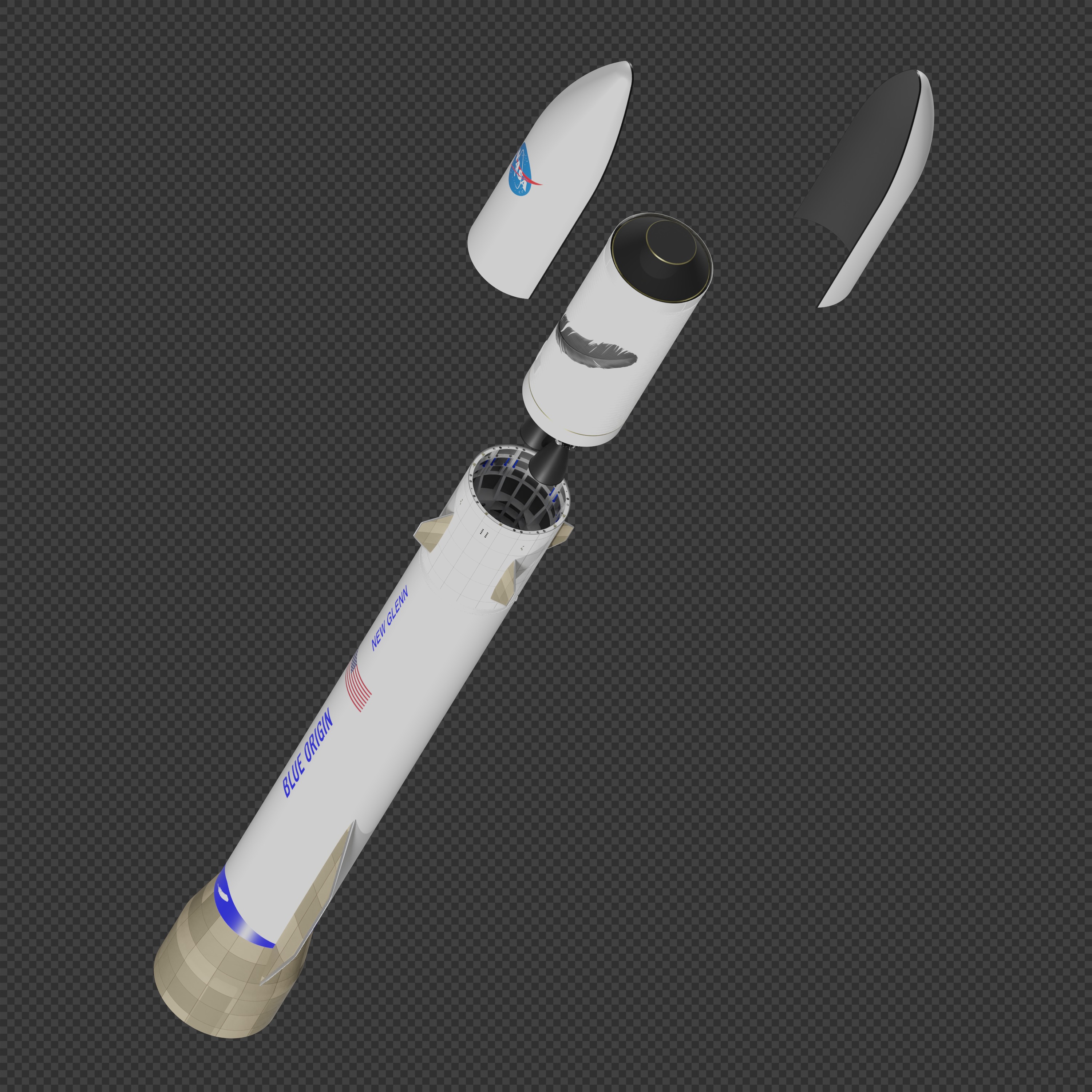 New Glenn rocket 3D model_2