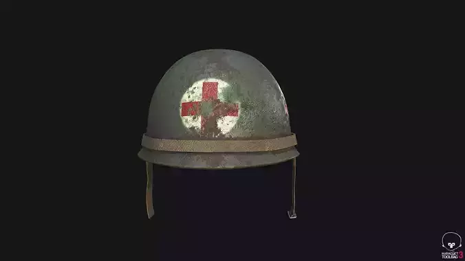 WW2 US Army Helmet Medic PBR Low-poly 3D model