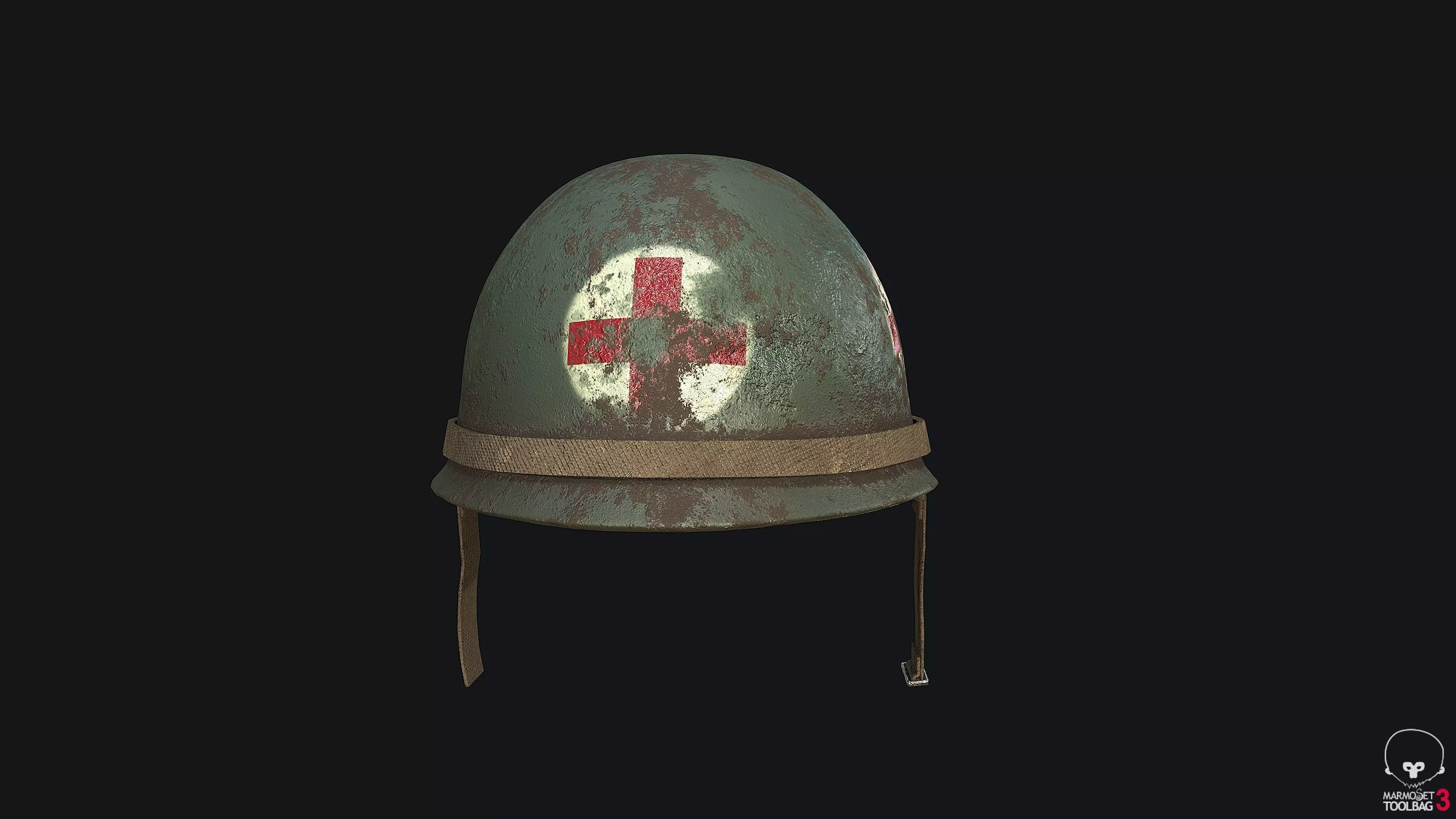 WW2 US Army Helmet Medic PBR Low-poly 3D model_0