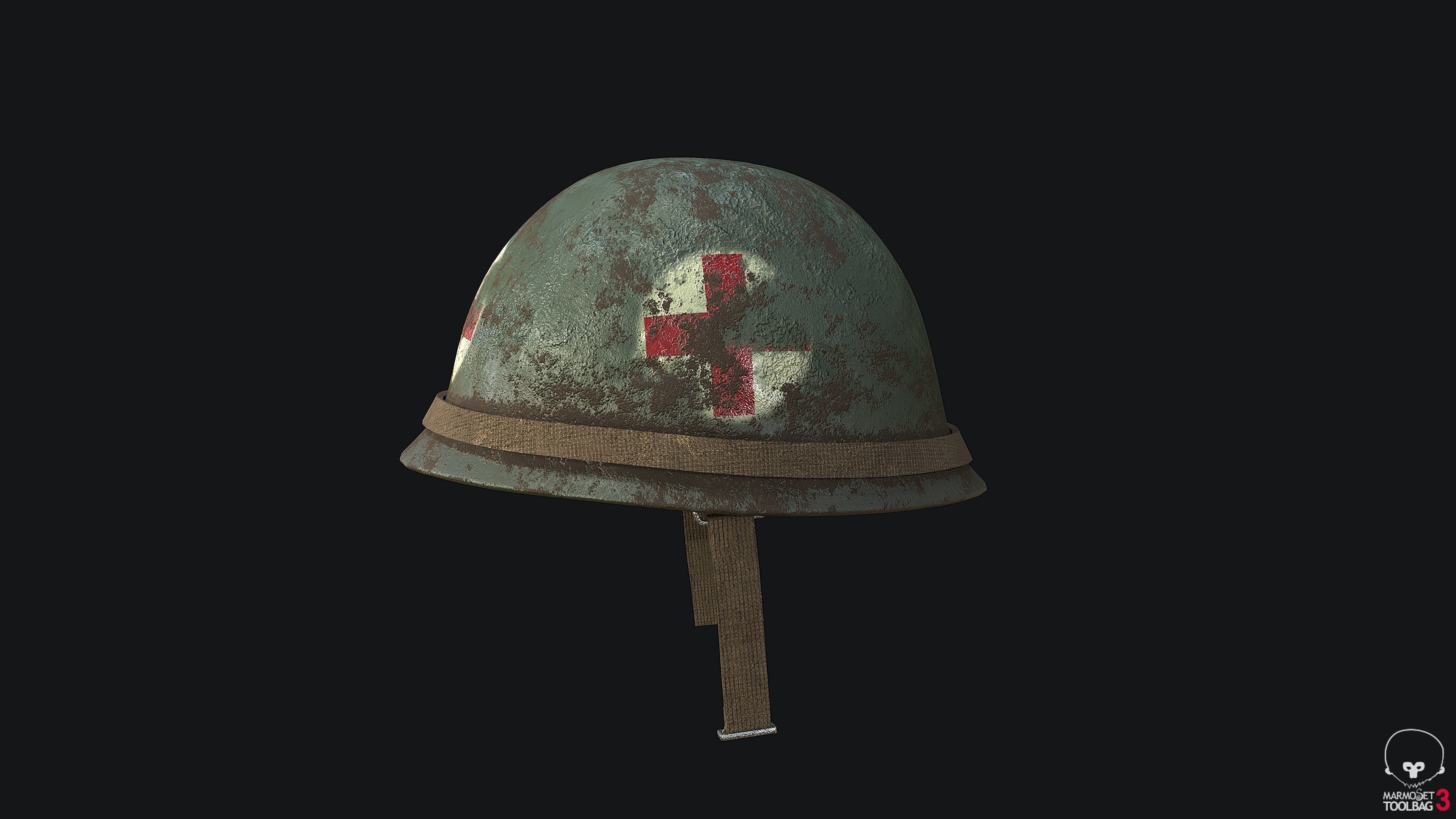 WW2 US Army Helmet Medic PBR Low-poly 3D model_2