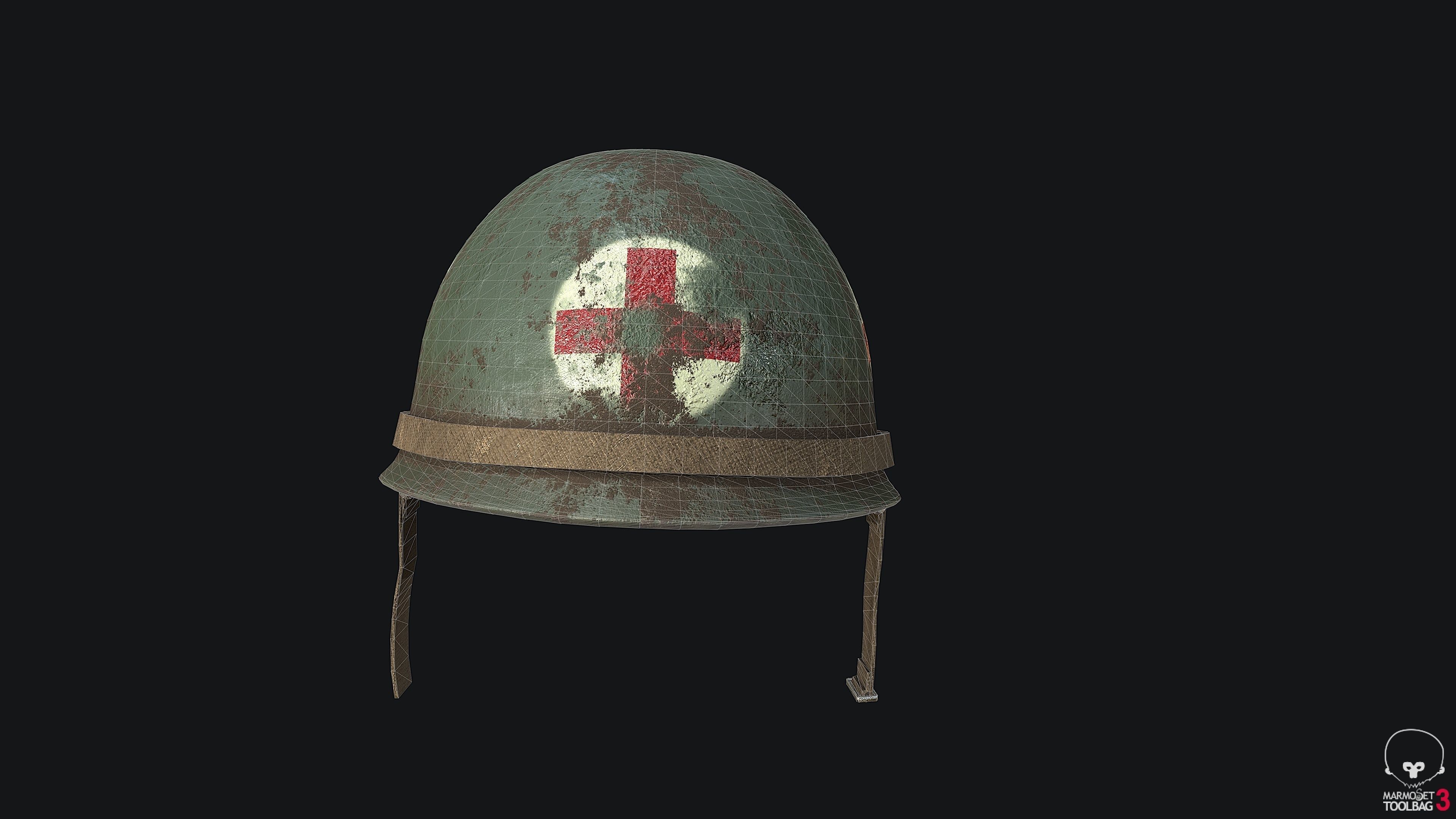 WW2 US Army Helmet Medic PBR Low-poly 3D model_3