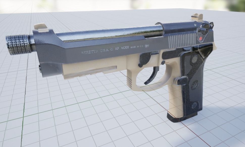 Unreal and Unity Beretta M9 Pack Low-poly 3D model_2