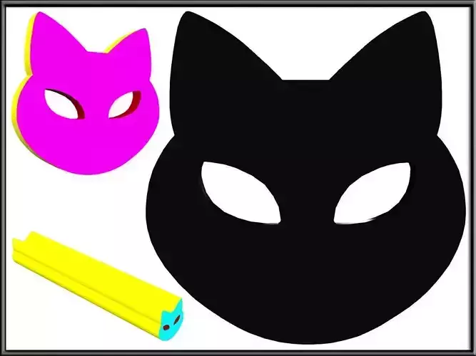 Cat Face Low-poly 3D model