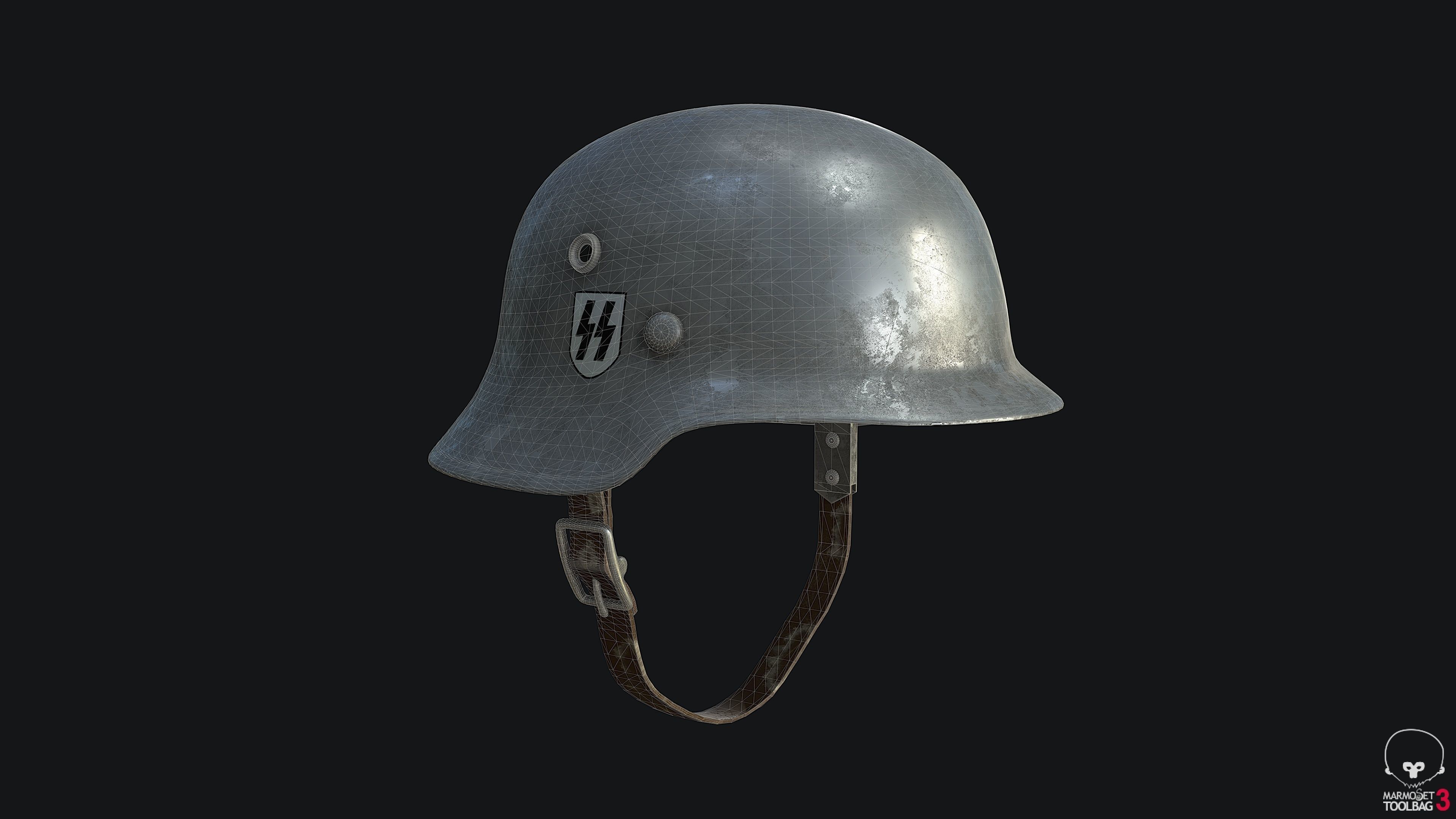 WW2 German Army Helmet SS Classic Low-poly 3D model_3