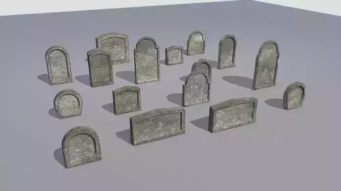 Gravestones pack 2 Low-poly 3D model