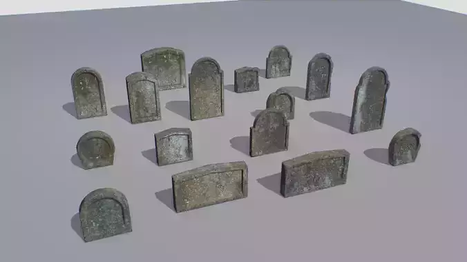 Gravestones pack 3 Low-poly 3D model